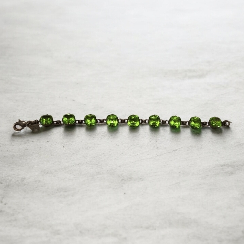 Sorrelli Peridot Green Crystal Tennis Bracelet